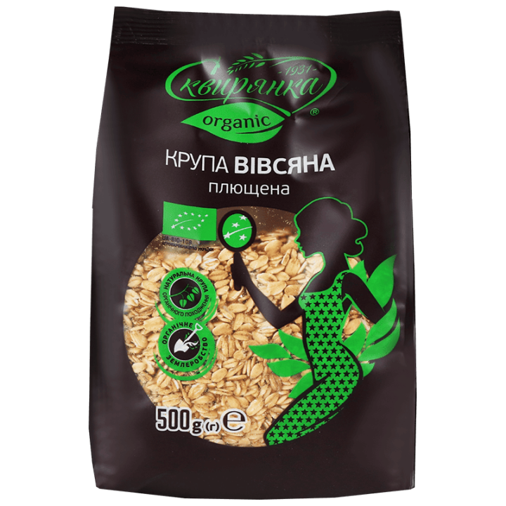 Крупа Сквирянка вівсяна плющена ОРГАНІК, фас. 0,5 кг