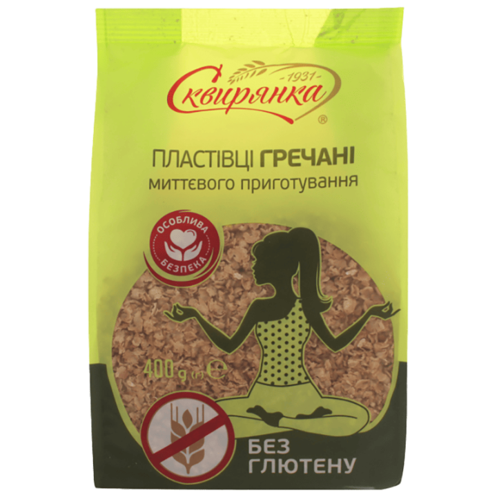 Пластівці Сквирянка гречані, що не потребують варіння без глютену фас. 0,4кг