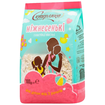 Пластівці Сквирянка вівсяні НПВ ніжнесенькі фас. 0,3кг Пластівці Сквирянка вівсяні НПВ ніжнесенькі фас. 0,3кг