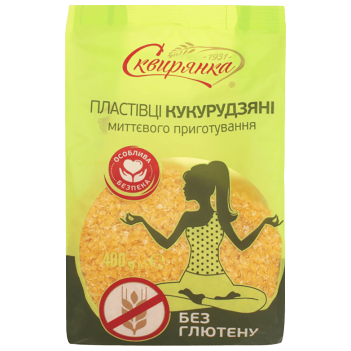 Пластівці Сквирянка кукурудзяні, що не потребують варіння без глютену фас. 0,4 кг