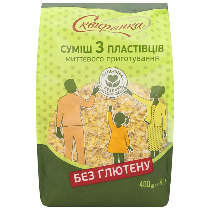 Суміш 3 пластівців Сквирянка НПВ БЕЗ ГЛЮТЕНУ фас. 0,4кг