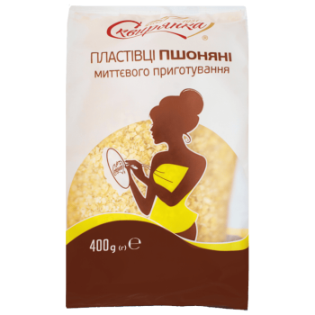 Пластівці Сквирянка пшоняні, що не потребують варіння фас. 0,4 кг Пластівці Сквирянка пшоняні, що не потребують варіння фас. 0,4 кг