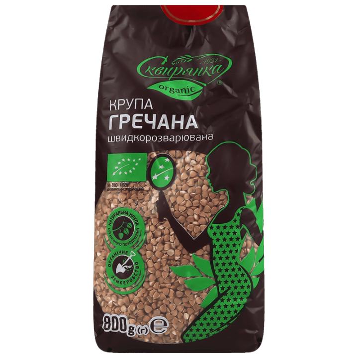 Крупа Сквирянка гречана ядриця (перший гатунок) ОРГАНІК фас. 0,8кг