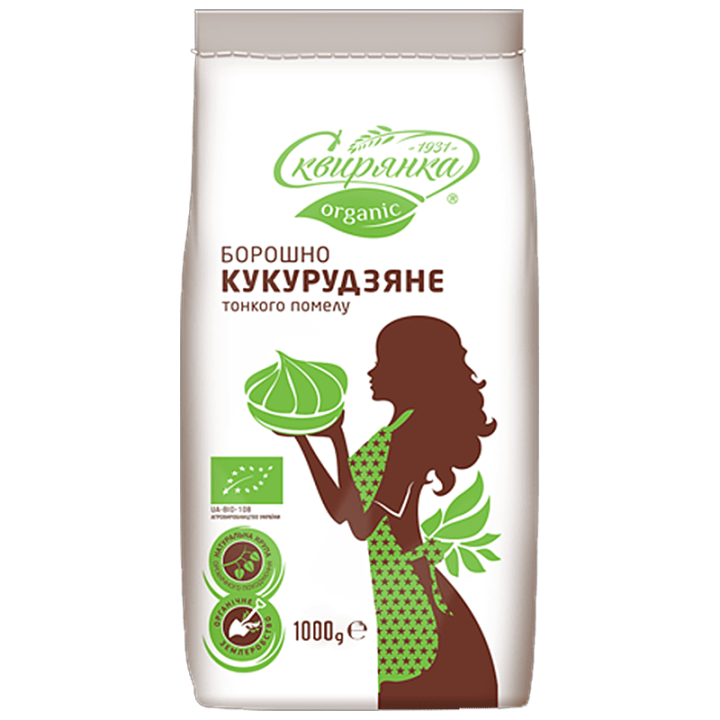 Борошно Сквирянка кукурудзяне тонкого помелу ОРГАНІЧНЕ фас. 1кг