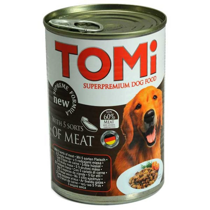 TOMi - консервы TOMi 5 видов мяса в соусе для собак 400 г
