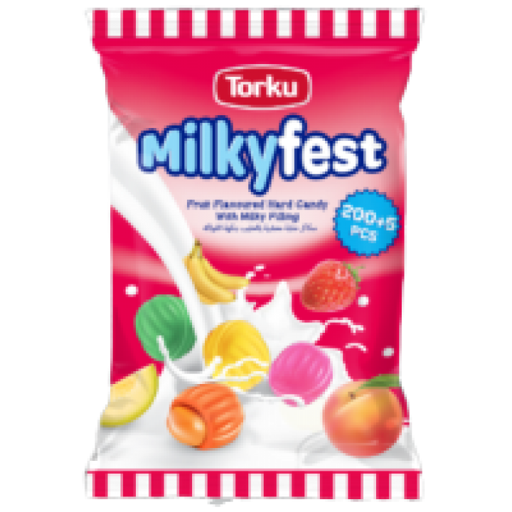 Цукерки Torku Milkyfest з молочним смаком та фруктовим наповнювачем 1000 г (8690120076317)