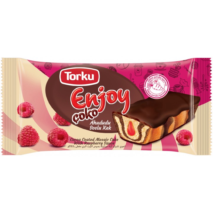 Тістечко Torku Enjoy з малиновим сиропом в шоколадній глазурі 45 г (8690120110417)