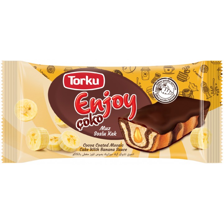 Тістечко Torku Enjoy з банановим сиропом в шоколадній глазурі 45 г (8690120110431)