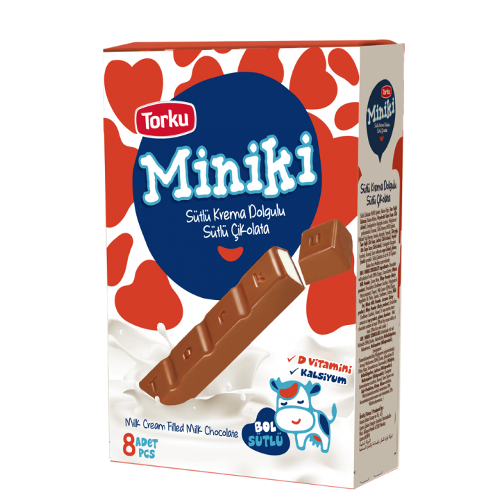 Шоколад Torku Miniki молочний з молочною начинкою 8 шт, 72 г (8690120518930)