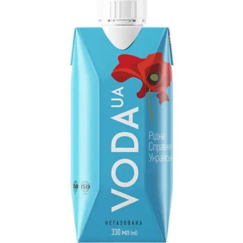 Вода питьевая VODA UA Родная Настоящая Украинская негазированная синяя 0,33 л