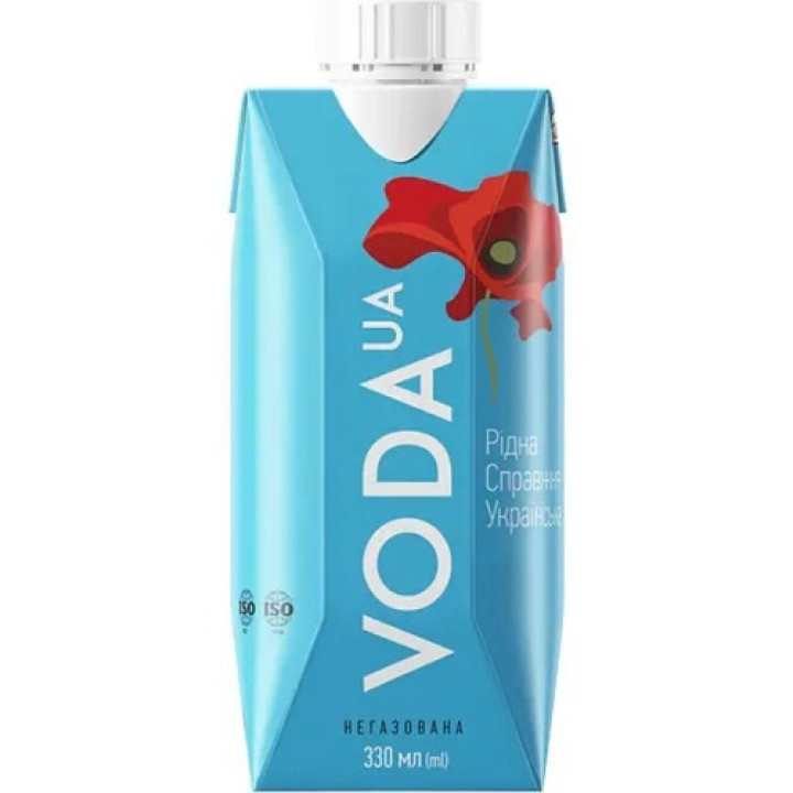 Вода питьевая VODA UA Родная Настоящая Украинская негазированная синяя 0,33 л