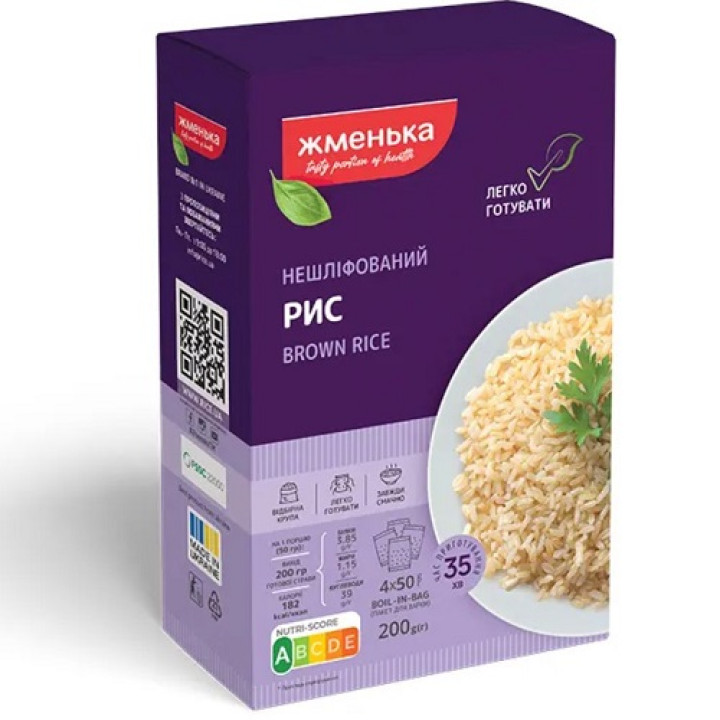 Рис Жменька нешліфований довгозернистий к/у 4*50г