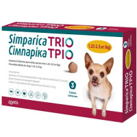 Zoetis Simparica TRIO - таблетки Сімпаріка ТРІО від глистів бліх та кліщів, 1,3-2,5 кг, 1 таблетка