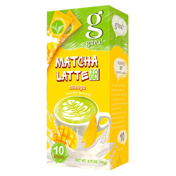 Напій g’tea! на основі зеленого чаю Матча Латте з ароматом манго, 10х9г в стіках