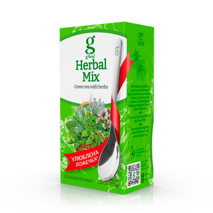 Суміш трав'яна g’tea! з зеленим чаєм Хербал Мікс 25 пак