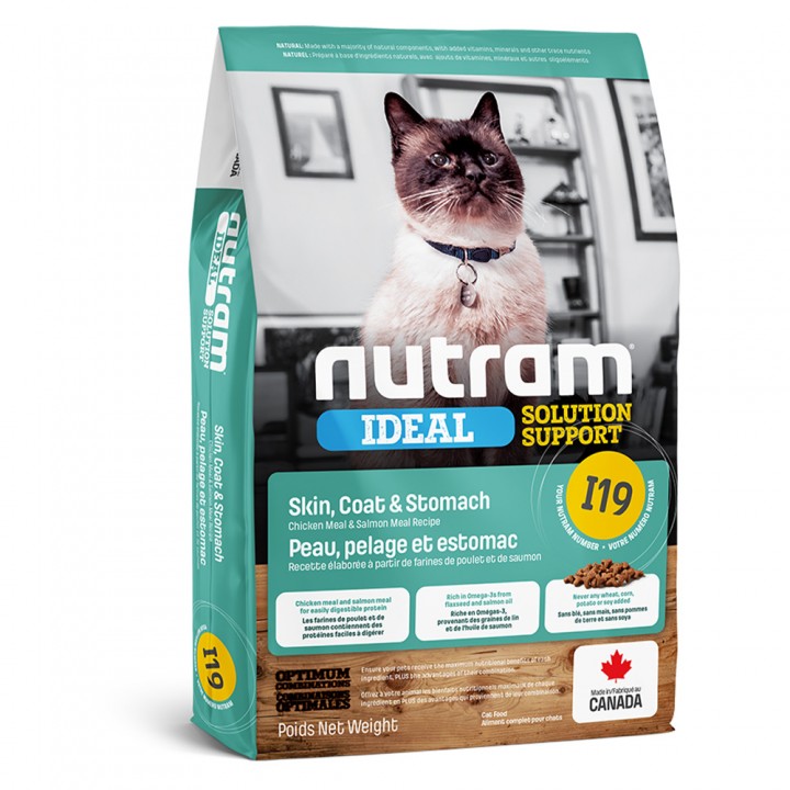 Nutram I19 Ideal Skin Coat - корм Нутрам I19 Ідеал для кішок із проблемною шкірою 20 кг breeder (I19_20)