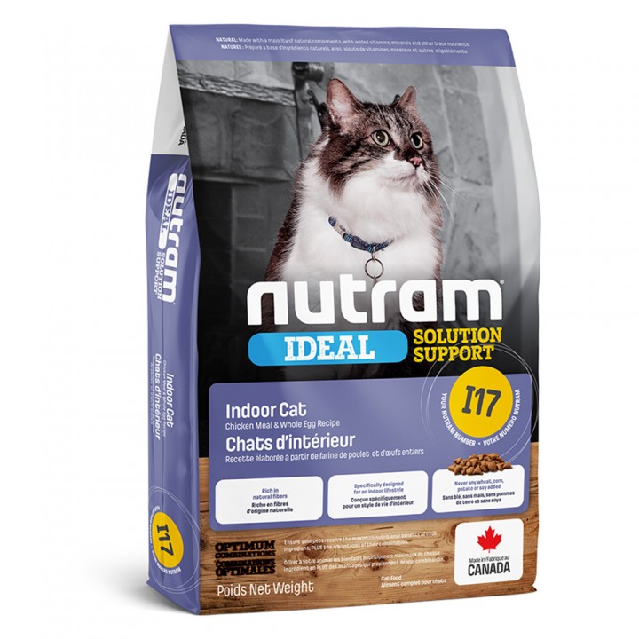 Nutram I17 Ideal Solution Support Indoor Cat - корм Нутрам I17 Ідеал з куркою для домашніх кішок 20 кг (I17_20)