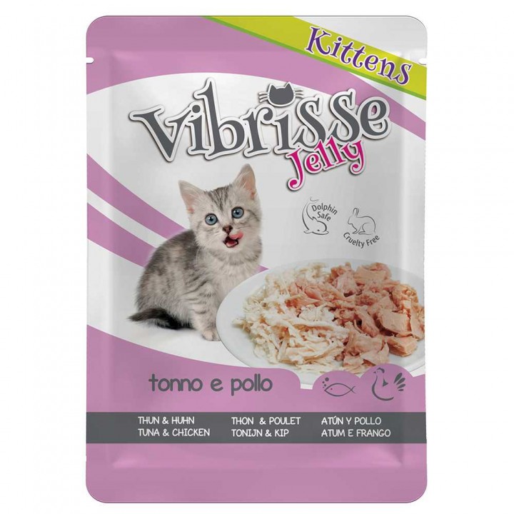 Vibrisse Jelly Kittens - консервы Вибриссе тунец и курица в желе для котят 70 г (пауч)