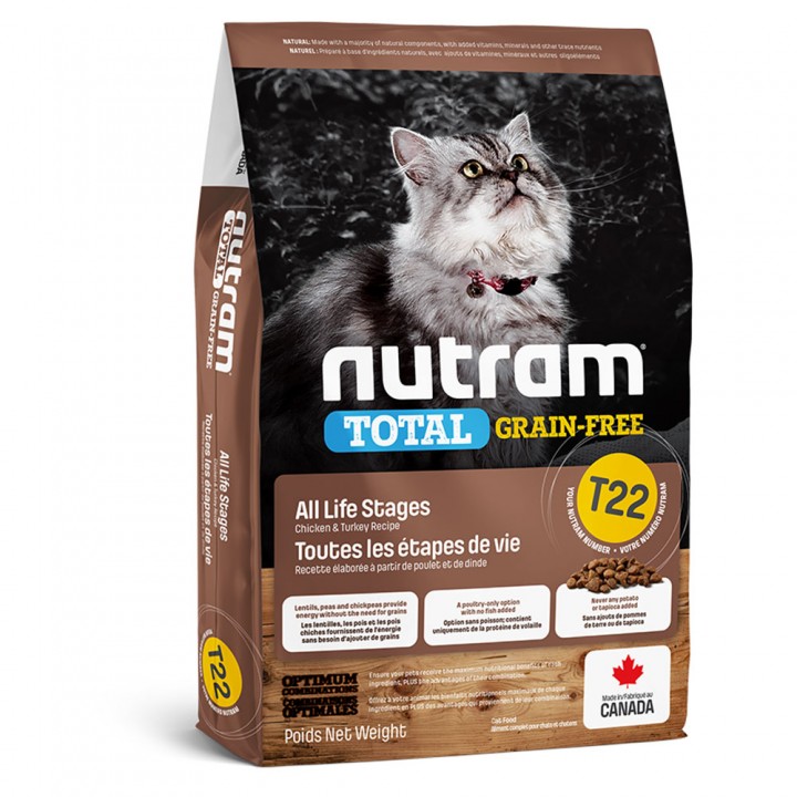 Nutram T22 Total Grain-Free - корм Нутрам T22 Тотал с курицей и индейкой для кошек 20 кг breeder (T22_20)