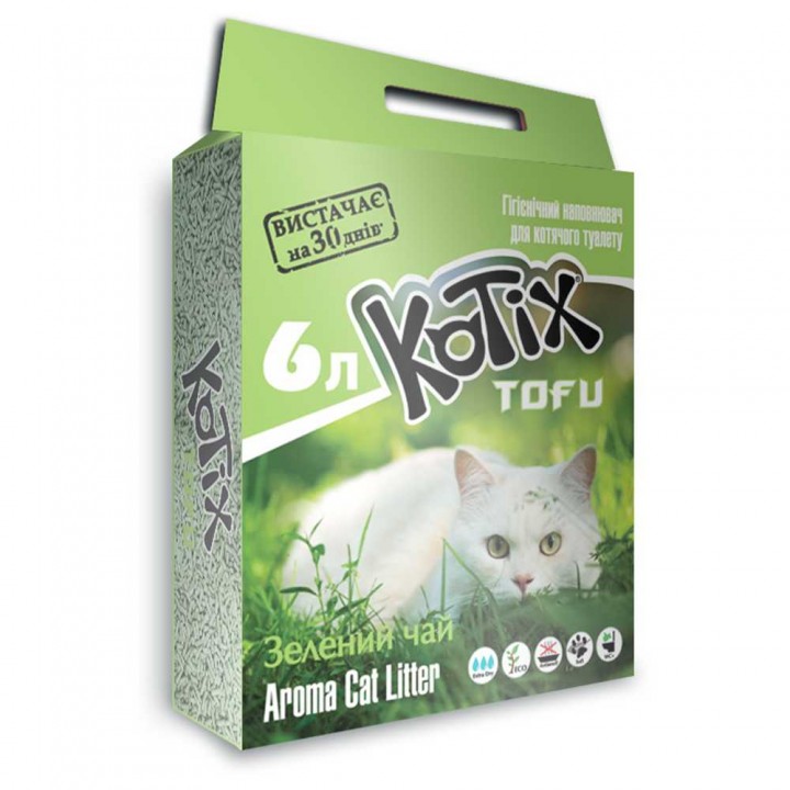 Kotix TOFU Green Tea - наполнитель Котикс ТОФУ Зеленый чай для кошачьего туалета 6 л (6972345440039)