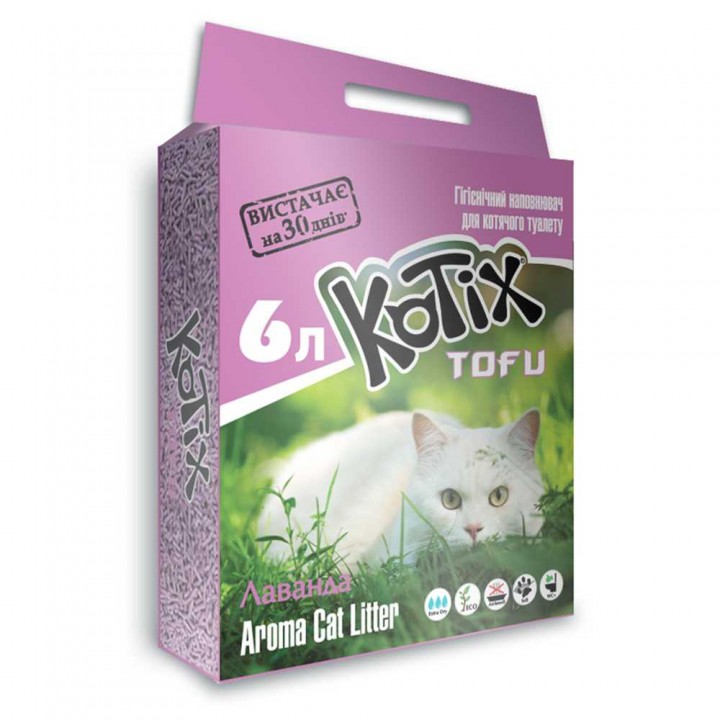 Kotix TOFU Lavender - наполнитель Котикс ТОФУ Лаванда для кошачьего туалета 6 л (6972345440053)