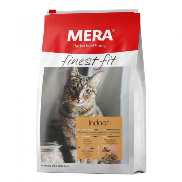 MERA finest fit Indoor корм для котов, которые удерживаются в помещении, со свежим мясом птицы и лесными ягодами, 1,5 кг