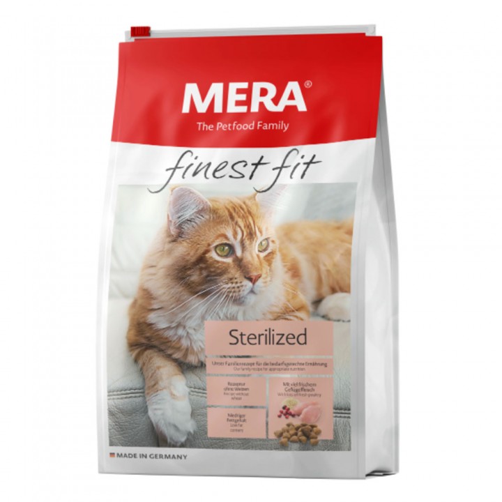 MERA finest fit Sterilized корм для стерилізованих котів, із свіжим м'ясом птиці і журавлиною, 10 кг (034045)