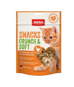 MERA SNACKS Crunch & Soft Huhn&Käse снеки для котів із куркою та сиром, 200 гр