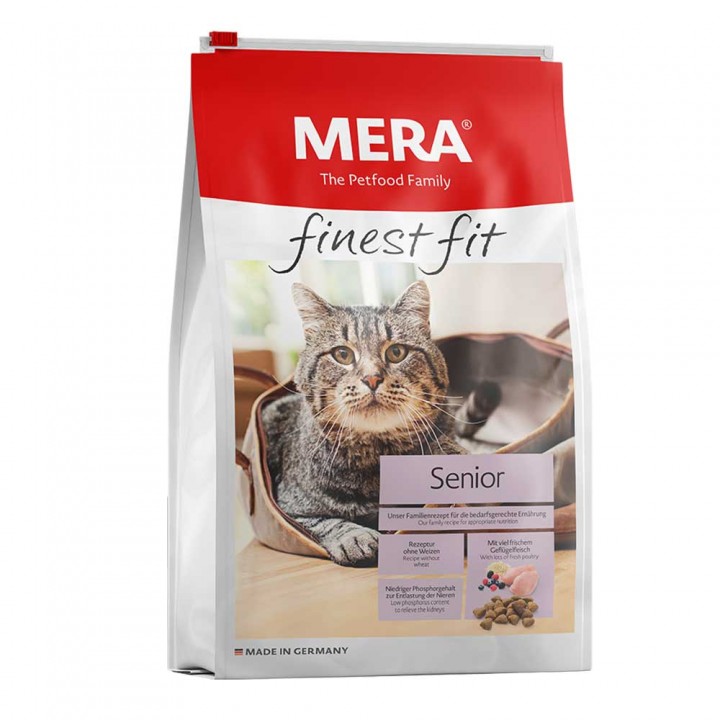 MERA finest fit Senior корм для котов пожилого возраста (8+) со свежим мясом птицы и лесными ягодами, 400 гр