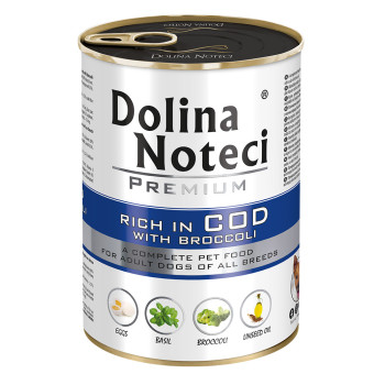 Корм консервированный Dolina Noteci Premium для собак с треской и брокколи, 400 г