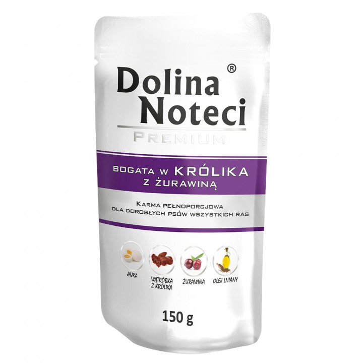 Пауч Dolina Noteci Premium для собак з кроликом та журавлиною, 150 г