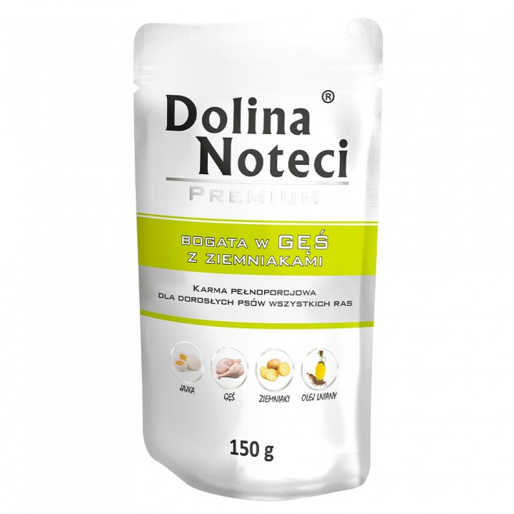 Пауч Dolina Noteci Premium для собак с гусем и картофелем, 150 г