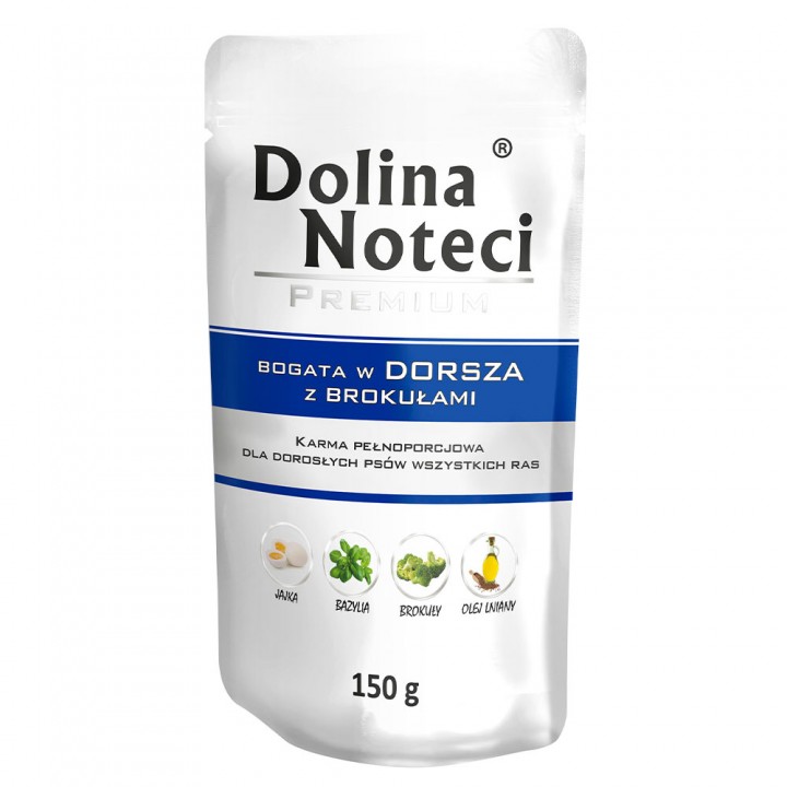 Пауч Dolina Noteci Premium для собак с треской и брокколи, 150 г