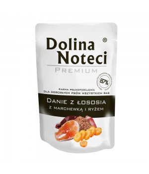 Пауч Dolina Noteci Premium Danie для взрослых собак всех пород, лосось с морковью и рисом, 300 г