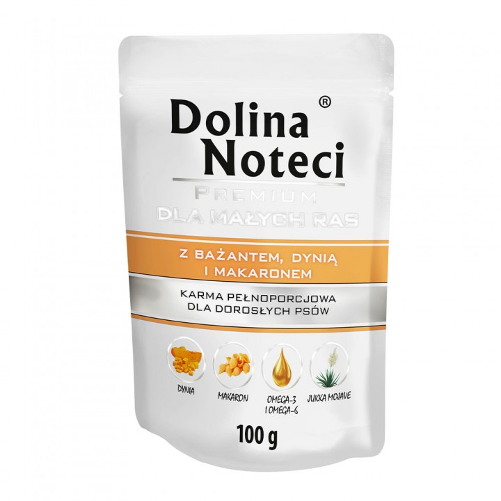 Пауч Dolina Noteci Premium для собак маленьких пород с фазаном, тыквой и лапшой, 100 г