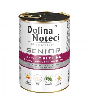 Корм консервированный Dolina Noteci Premium Senior для пожилых собак с телятиной, морковью и чабрецом, 400 г