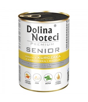 Корм консервированный Dolina Noteci Premium Senior для пожилых собак с курицей, морковью и базиликом, 400 г