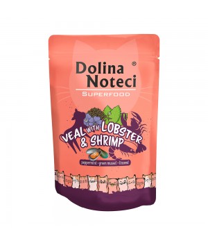 Пауч Dolina Noteci Superfood для котів з телятиною, лобстером і креветкою, 85 г