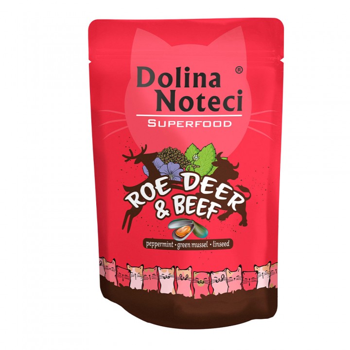 Пауч Dolina Noteci Superfood для кошек с косулей и говядиной, 85 г