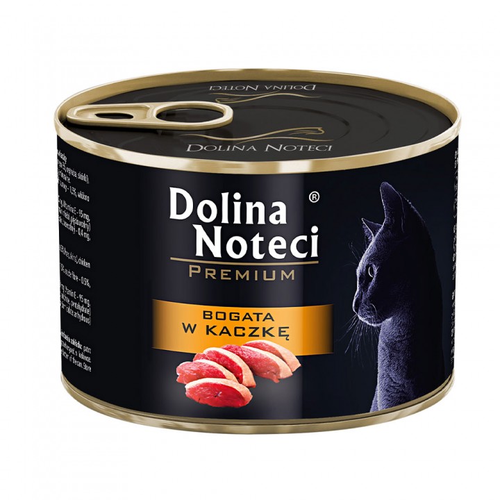 Корм консервований Dolina Noteci Premium для котів, м'ясні шматочки в соусі з качкою, 185 г