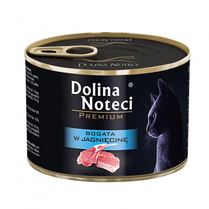 Корм консервированный Dolina Noteci Premium для кошек, мясные кусочки в соусе с ягнятиной, 185 г