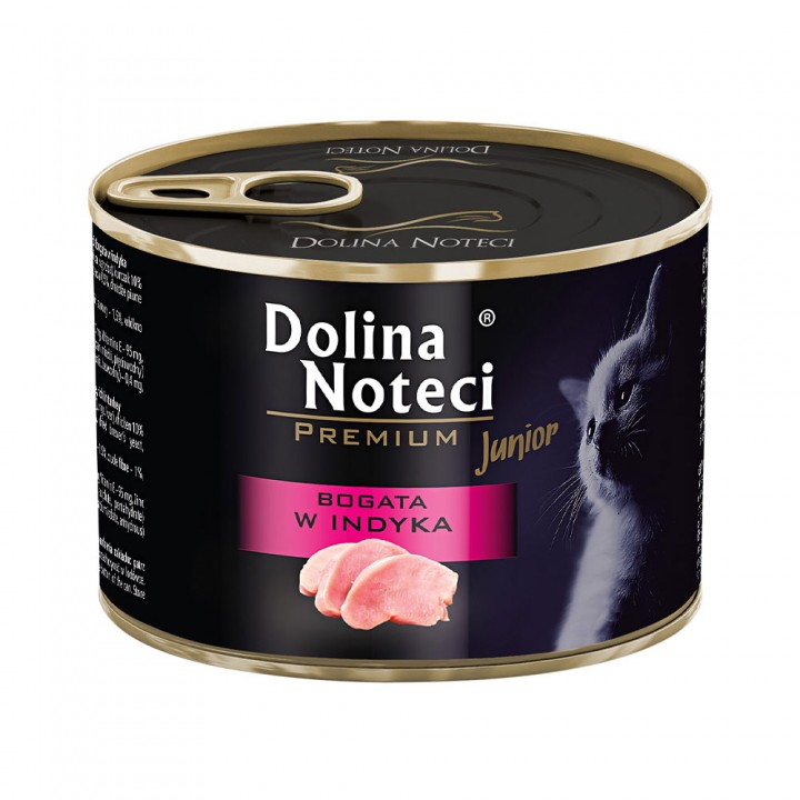 Корм консервированный Dolina Noteci Premium для котят, мясные кусочки в соусе с индейкой, 185 г