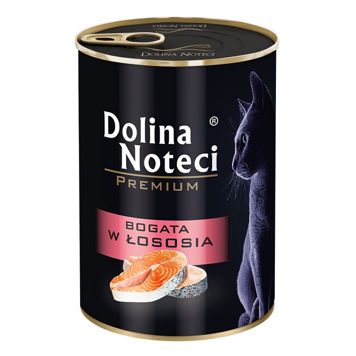 Корм консервированный Dolina Noteci Premium для кошек, мясные кусочки в соусе с лососем, 400 г