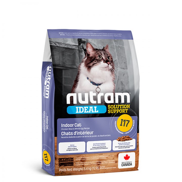 Nutram I17 Ideal Solution Support Indoor Cat - корм Нутрам I17 Идеал с курицей для домашних кошек 5,4 кг (I17_5.4)