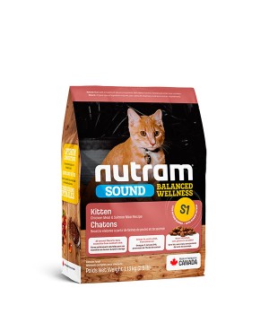 Nutram S1 Sound Balanced Wellness Kitten - корм Нутрам S1 Саунд Бэлэнсд с курицей и лососем для котят 1,8 кг (S1_1,13)