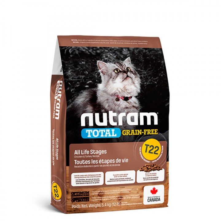 Nutram T22 Total Grain-Free - корм Нутрам T22 Тотал з куркою й індичкою для кішок 5,4 кг (T22_5.4)