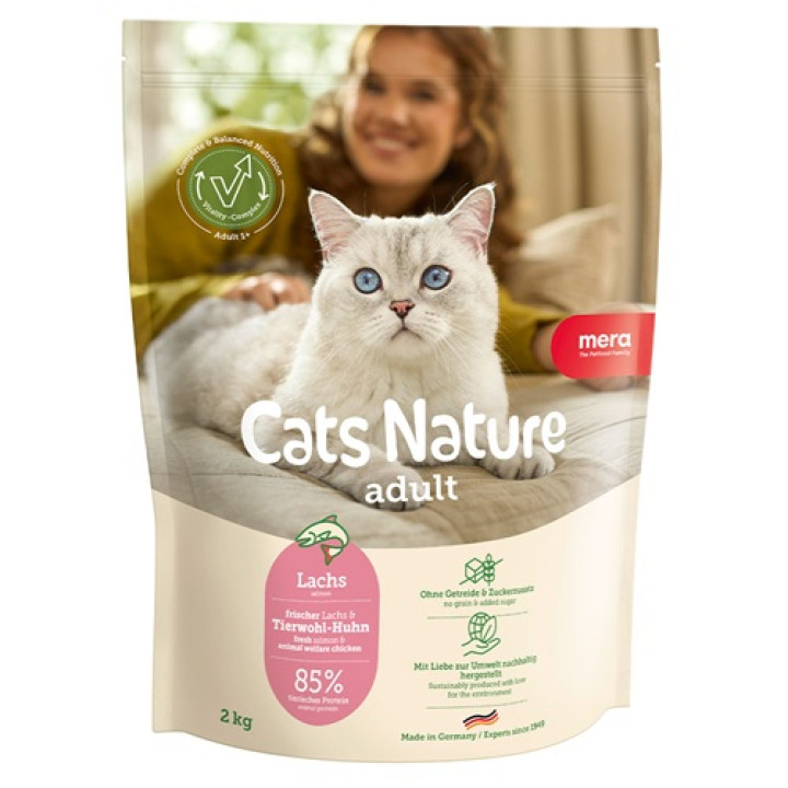 MERA Cats Nature Adult Salmon (Lachs) корм для взрослых кошек всех пород с лососем, 2 кг