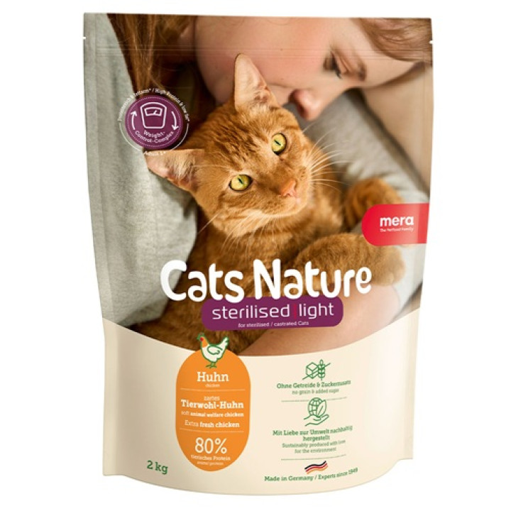 MERA Cats Nature Sterilised Light Chiken (Huhn) корм для стерилізованих та кастрованих котів з куркою, 2кг
