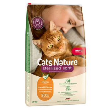 MERA Cats Nature Sterilised Light Chicken (Huhn) корм для стерилизованных и кастрированных кошек с курицей, 10 кг