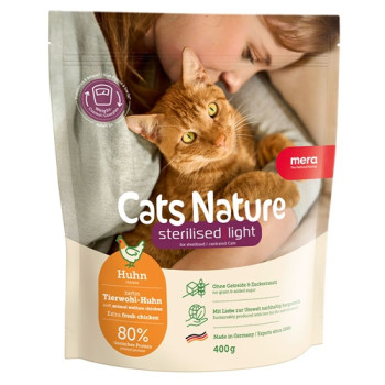MERA Cats Nature Sterilised Light Chicken (Huhn) корм для стерилизованных и кастрированных кошек с курицей, 400 г